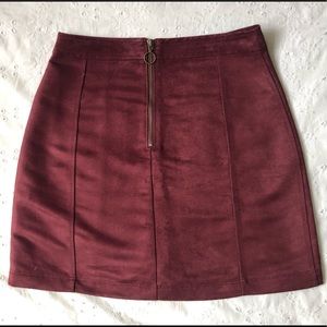 ✨worn once✨ Burgundy Suede Skirt